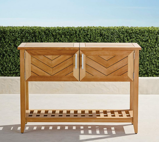 Westport Console with Beverage Tub in Teak Outdoor kitchens FrontGate