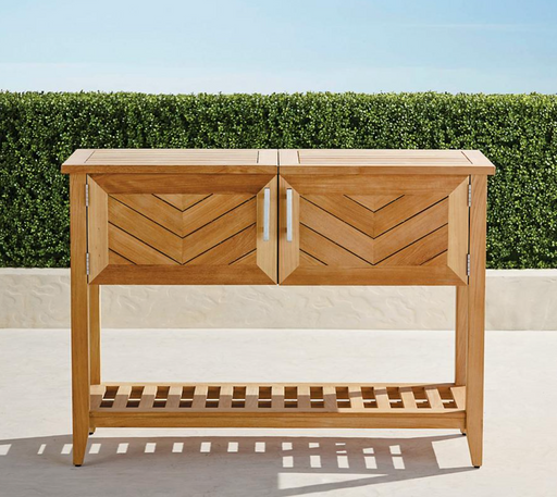 Westport Console with Beverage Tub in Teak Outdoor kitchens FrontGate   