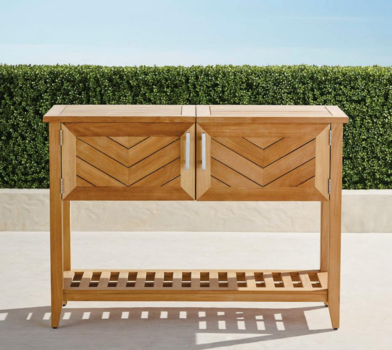 Westport Console with Beverage Tub in Teak Outdoor kitchens FrontGate