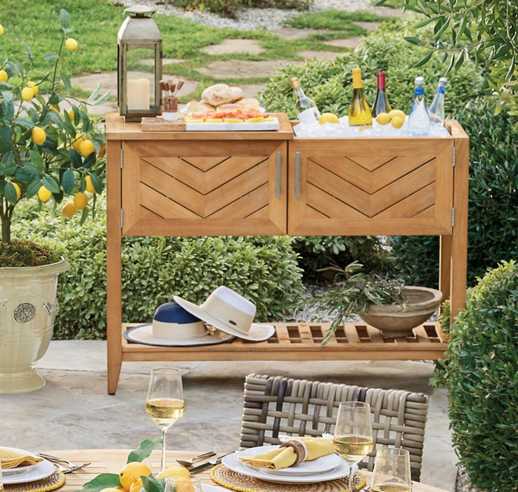 Westport Console with Beverage Tub in Teak Outdoor kitchens FrontGate