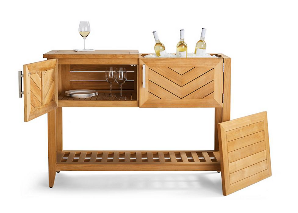 Westport Console with Beverage Tub in Teak Outdoor kitchens FrontGate