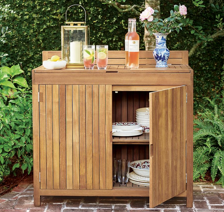Frances Teak Storage Cabinet Outdoor kitchens FrontGate