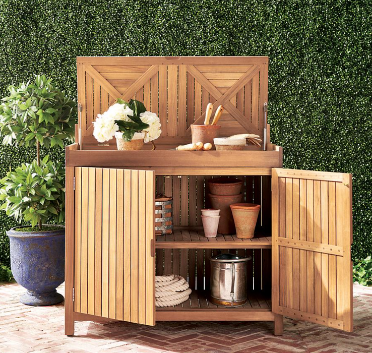 Frances Teak Storage Cabinet Outdoor kitchens FrontGate