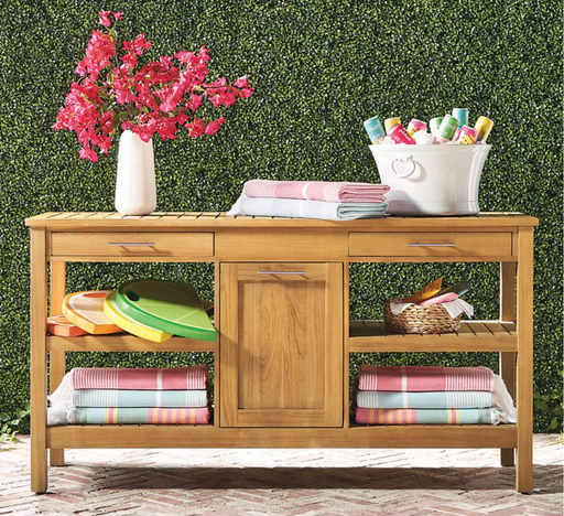 Frances Teak Buffet Outdoor kitchens FrontGate