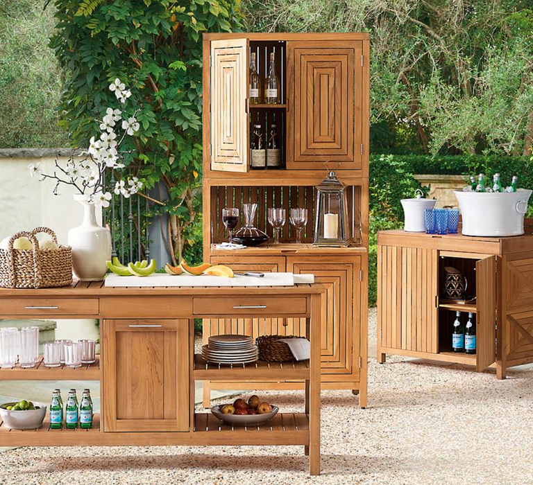 Frances Teak Buffet Outdoor kitchens FrontGate