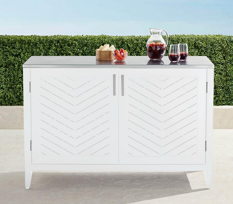 Westport Outdoor Kitchen Aluminum Cabinet with Two Doors in Matte White Outdoor kitchens FrontGate