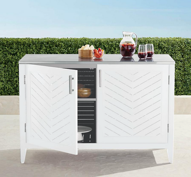 Westport Outdoor Kitchen Aluminum Cabinet with Two Doors in Matte White Outdoor kitchens FrontGate