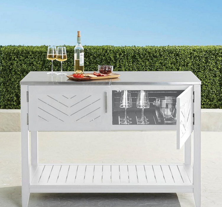 Westport Console with Beverage Tub in Matte White Outdoor kitchens FrontGate