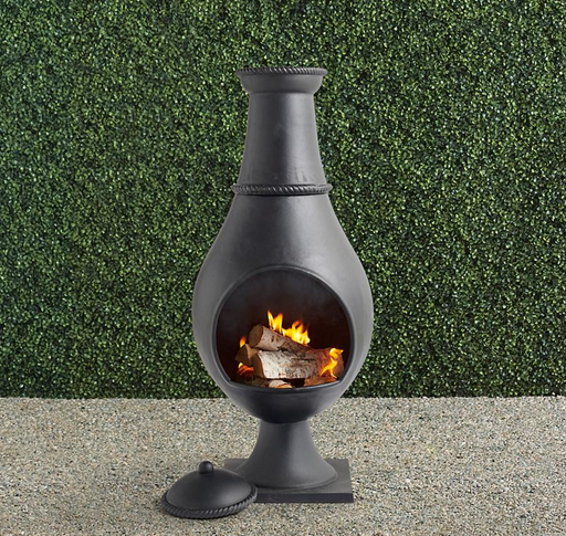 Layne Cast Aluminum Chiminea + Cover fire pit FrontGate
