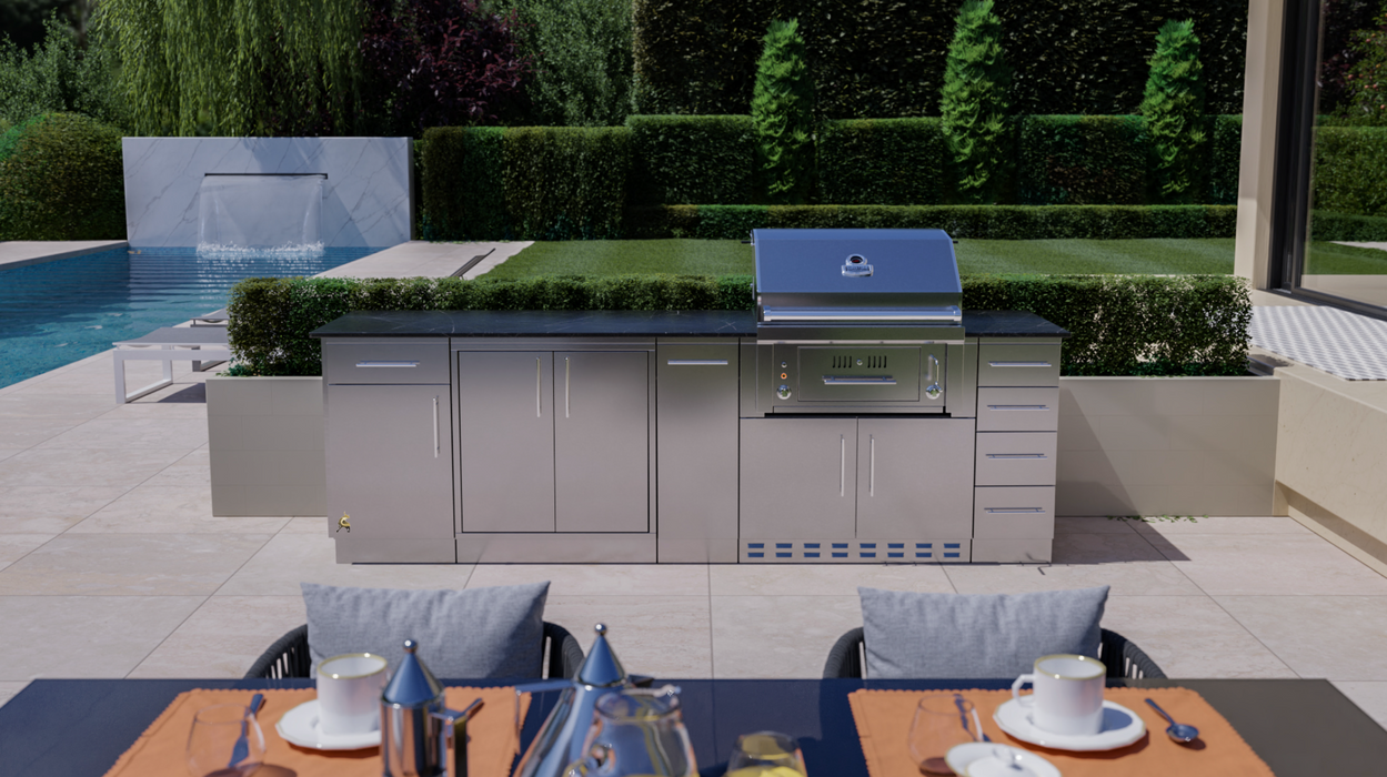 ALAMO 9’ Hybrid Gas Charcoal Grill island package BBQ GRILL SunStone Barbecue Grills ALAMO 9’ Hybrid Gas Charcoal Grill island package - LPG