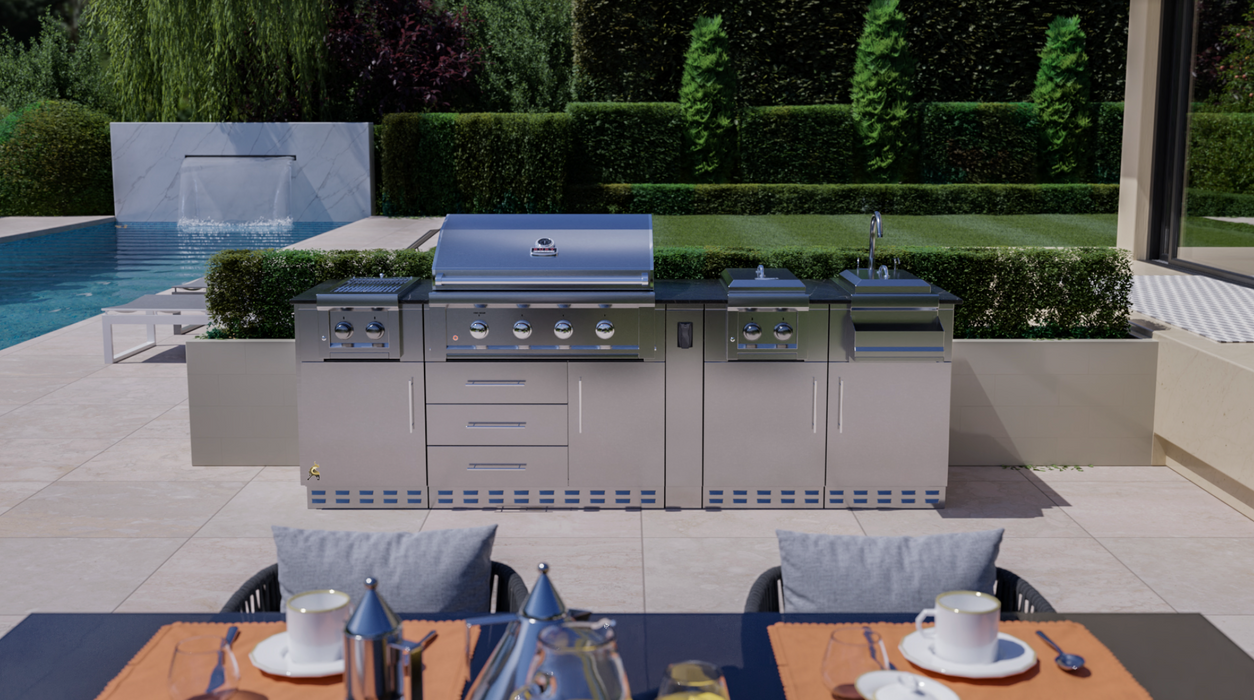 AUSTIN 9’ Grill/Double Burner/Companion Pro & Bar Center Island Package BBQ GRILL SunStone Barbecue Grills AUSTIN 9’ Grill/Double Burner/Companion Pro & Bar Center Island Package - LPG