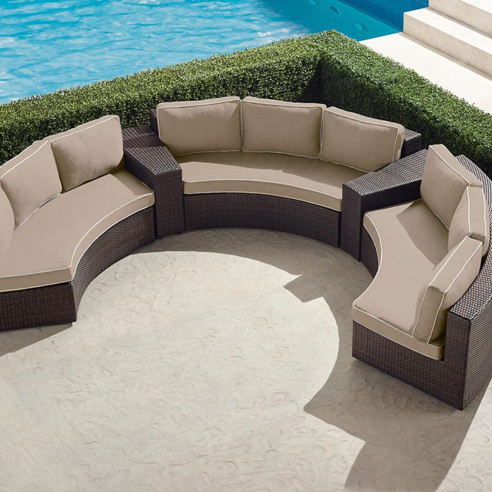 Pasadena II 5-pc. Modular Sofa Set in Bronze Finish outdoor seating Frontgate Sand with Canvas Piping