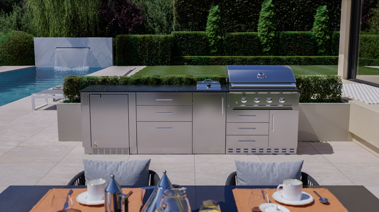 Brazos 10 Foot Cabinet Island Package BBQ GRILL SunStone Barbecue Grills The Brazos 10 Foot Cabinet Island Package - LPG