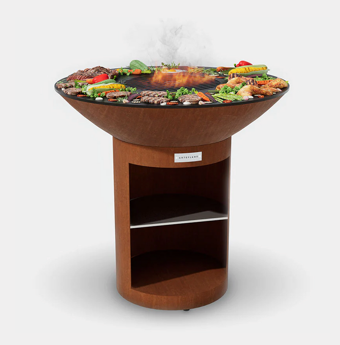 The Arteflame Classic 40" grill with tall round base with storage