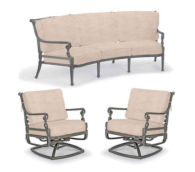 Carlisle 3-pc. Curved Sofa Set in Slate Finish