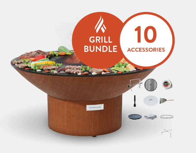 The Arteflame Classic 40" grill with low round base Chef Max Bundle + 10 accessories