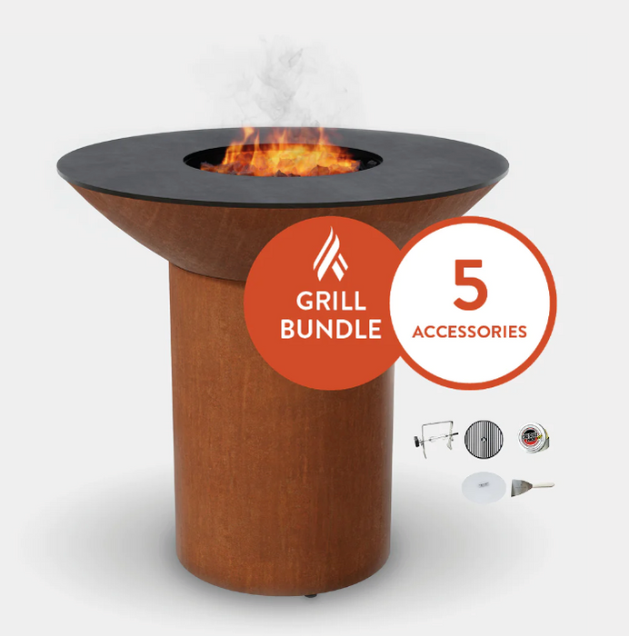 The Arteflame Classic 40" grill with tall round base Chef Max Bundle + 5 accessories