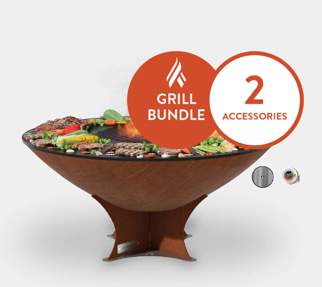 The Arteflame Classic 40" grill with low euro base Chef Max Bundle + 2 accessories