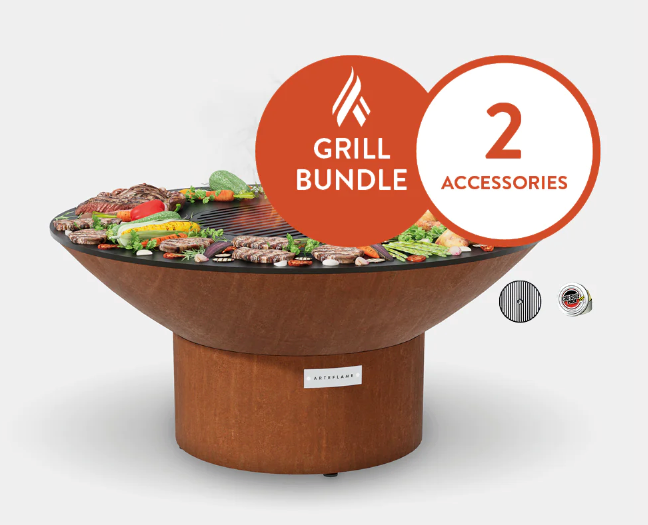 The Arteflame Classic 40" grill with low round base Chef Max Bundle + 2 accessories