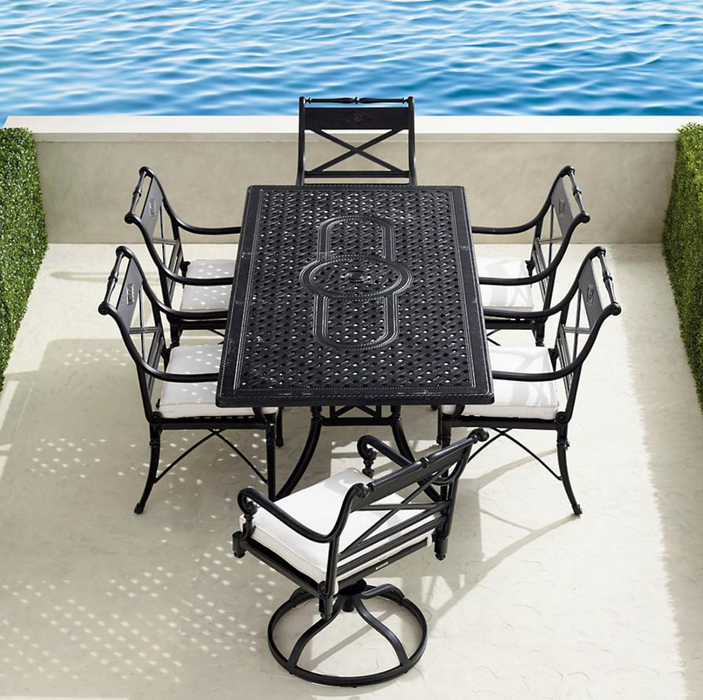 Carlisle 7-pc. Rectangular Dining Set in Onyx Finish Includes 6 Cushions