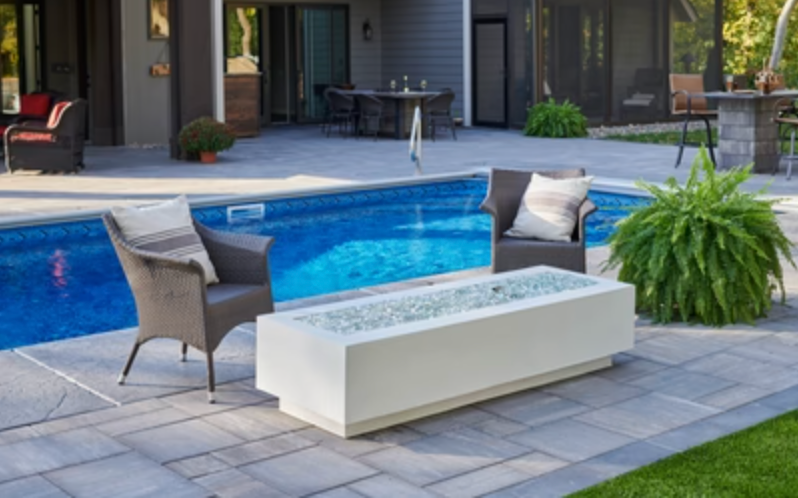 Linear Fire Pit Table 72" White Cove