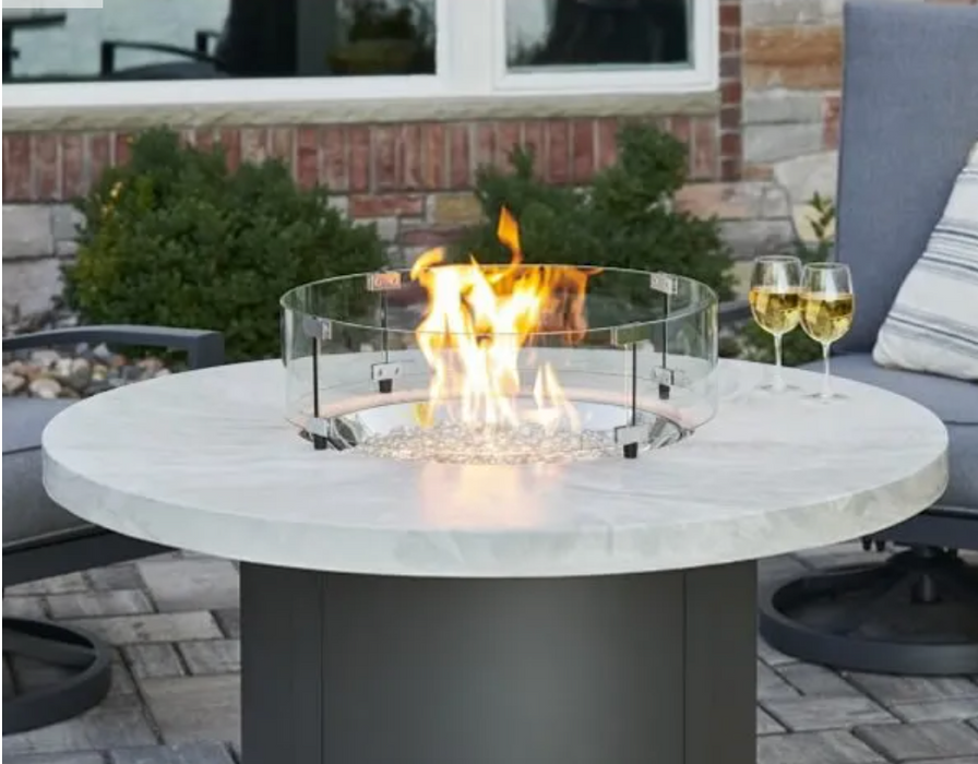 Fire Pit Table White Onyx Chat High plus weather cover