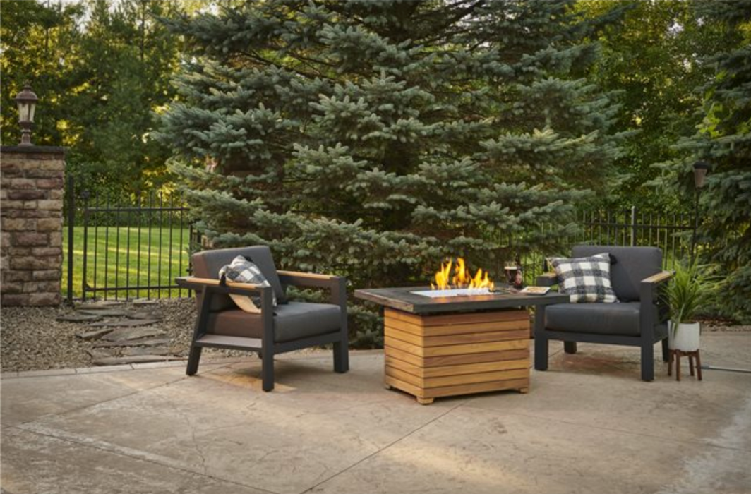 Fire Table Darien with Stone Grey Everblend Top Rectangular