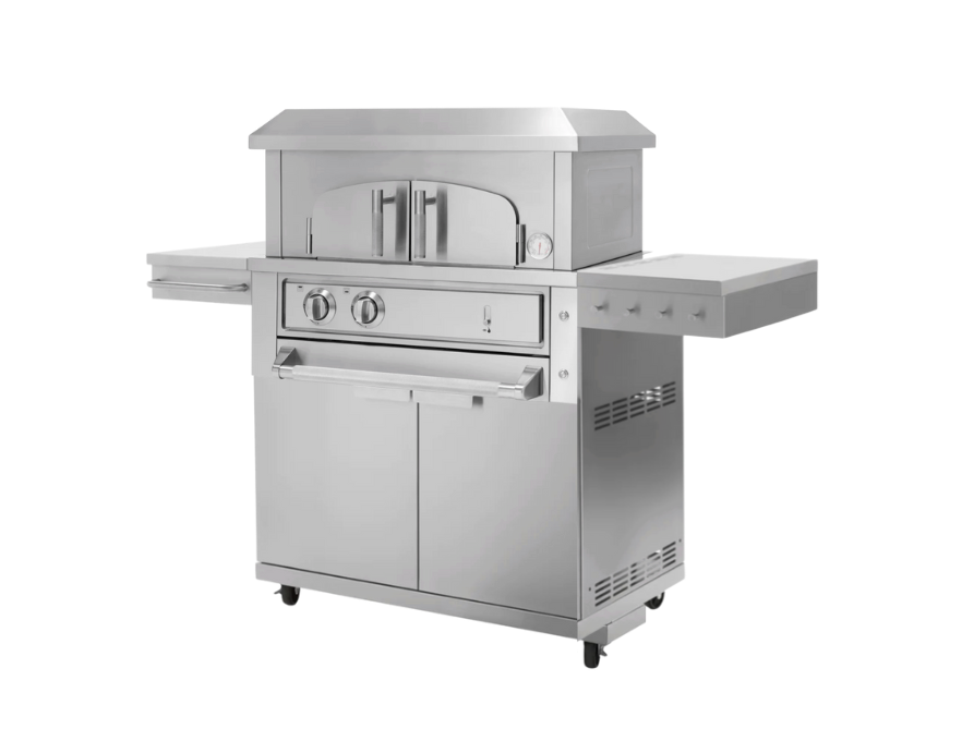 Outdoor Kitchen Platinum 33 in. Built-In Pizza Oven + Cart