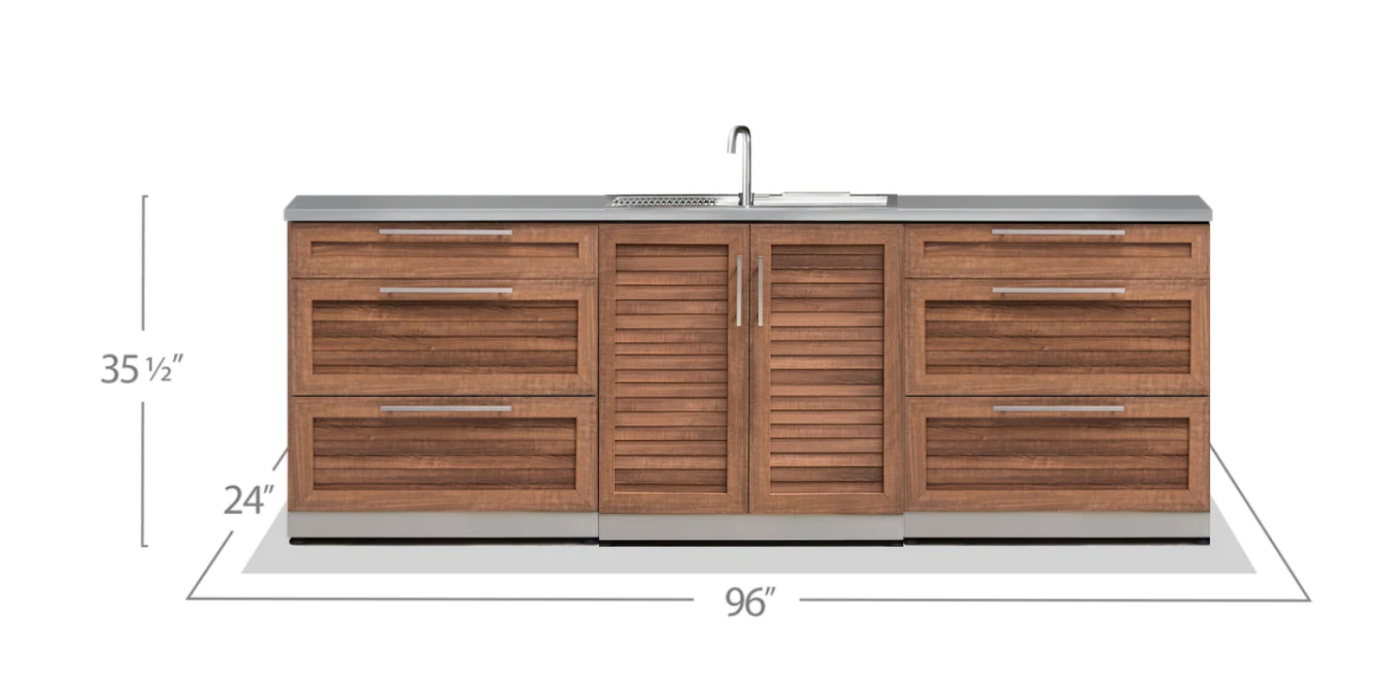 Outdoor Kitchen Stainless Steel Grove 2x 3-Drawer + Sink Cabinet