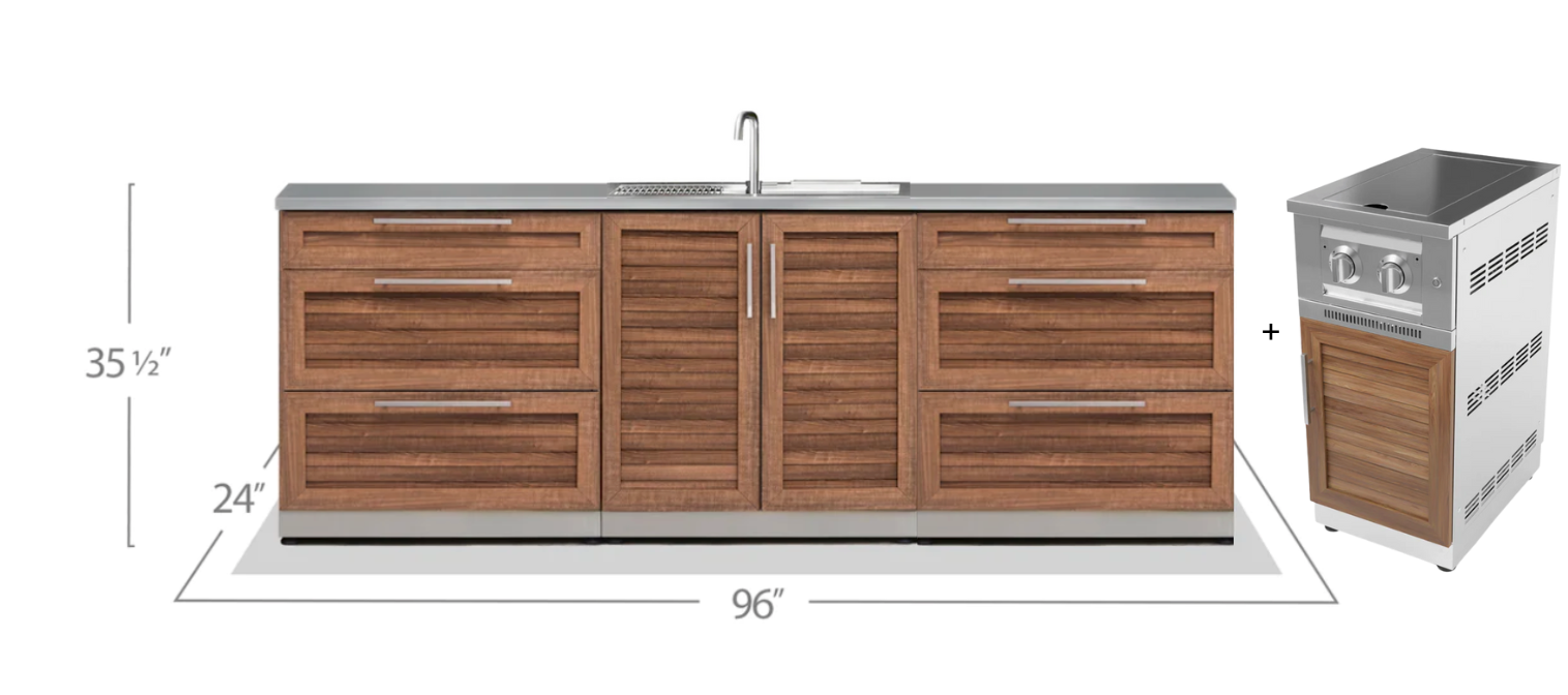 Outdoor Kitchen Stainless Steel Grove 2x 3-Drawer + Sink + Side burner