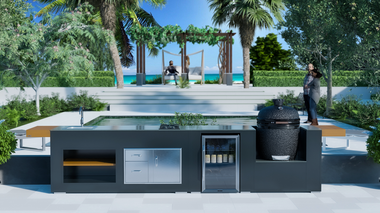 Outdoor Kitchen Extra large Primo with Sink & Hob + Premium Cover -14.5F