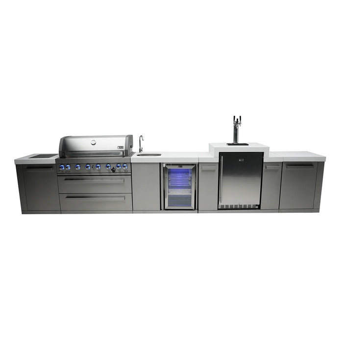 Mont Alpi 805 BBQ Grill Island with Kegerator & Beverage Center - MAi805-KEGBEV - 180''