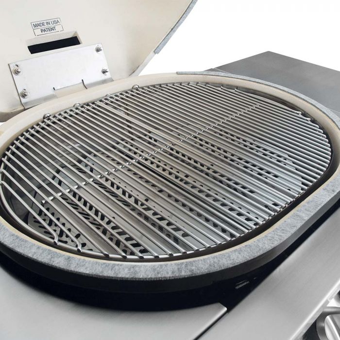 Primo GXLC Extra Large Oval Ceramic Propane Kamado Grill on Two-Drawer Cart