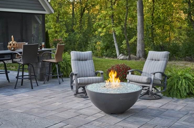 The Outdoor GreatRoom Company CV-30E Cove Edge Round Gas Fire Pit, 42-Inch - Midnight Mist