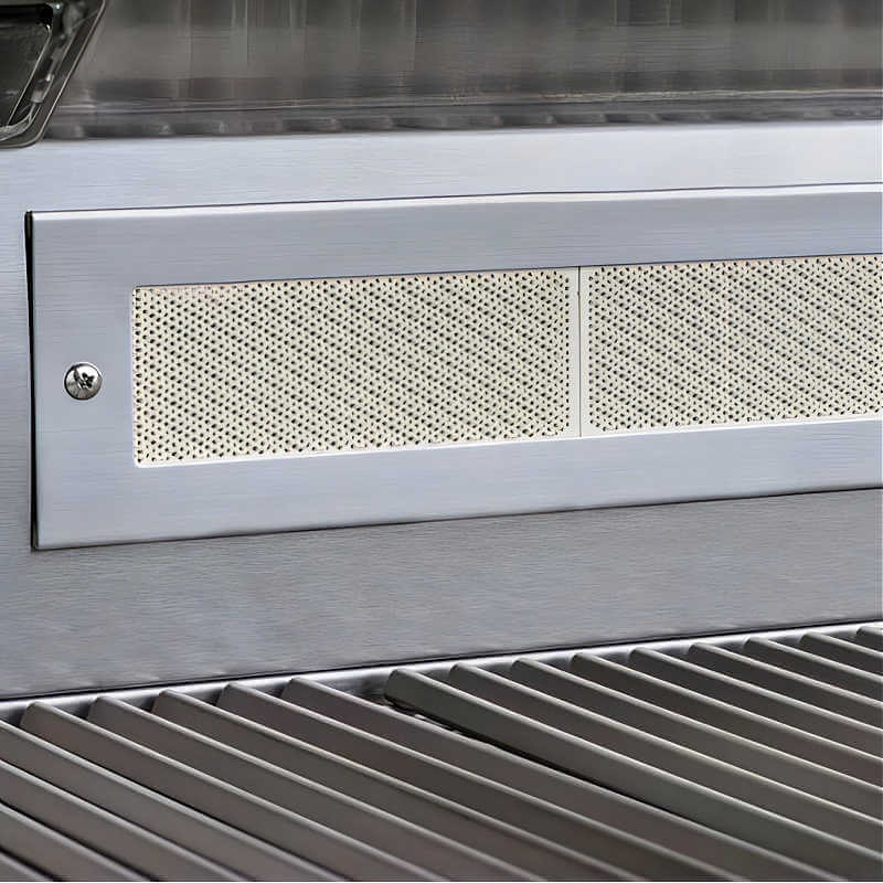 EZ Finish Systems 8 Ft Ready-To-Finish Grill Island with Blaze Premium LTE 32-Inch Grill, Refrigerator, Double Door, and Trash Drawer