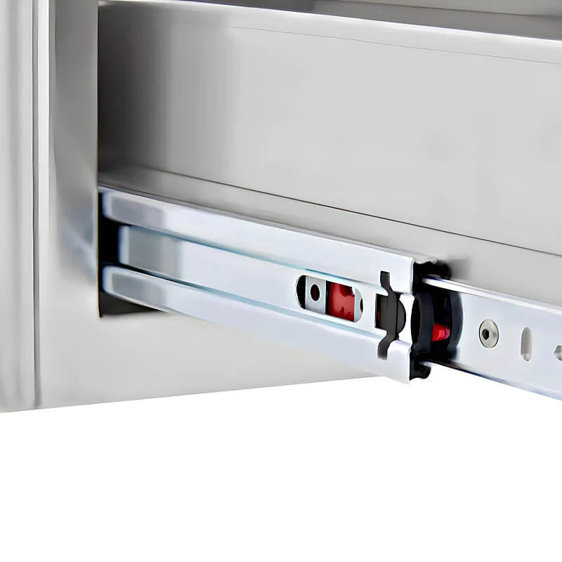 EZ Finish Systems 8 Ft Ready-To-Finish Grill Island with Blaze Premium LTE 32-Inch Grill, Refrigerator, Combo, and Trash Drawer