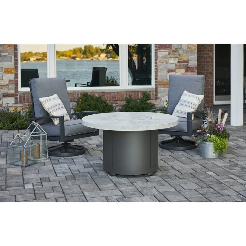 Fire Pit Table White Onyx Chat High plus weather cover