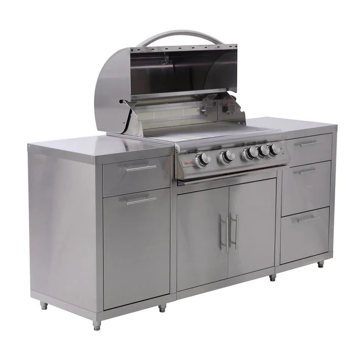 Blaze 6 ft BBQ Island with Premium 32-Inch LTE Series Natural Gas Grill in Stainless Steel (BLZ-SS-ISLAND-4LTE2) + Cover