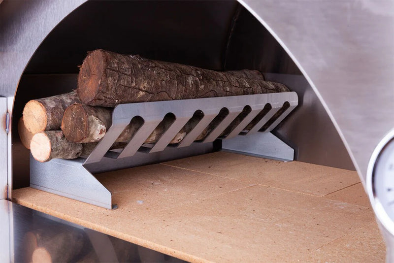 Rossofuoco CAMPAGNOLO Outdoor wood-fired oven with direct combustion - stainless steel/red with Cart 32"