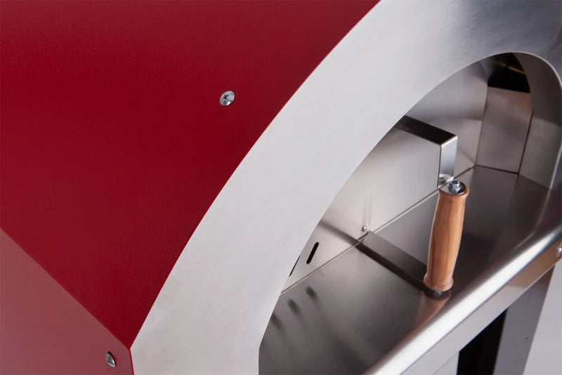 Rossofuoco CAMPAGNOLO Outdoor wood-fired oven with direct combustion - stainless steel/red with Cart 32"