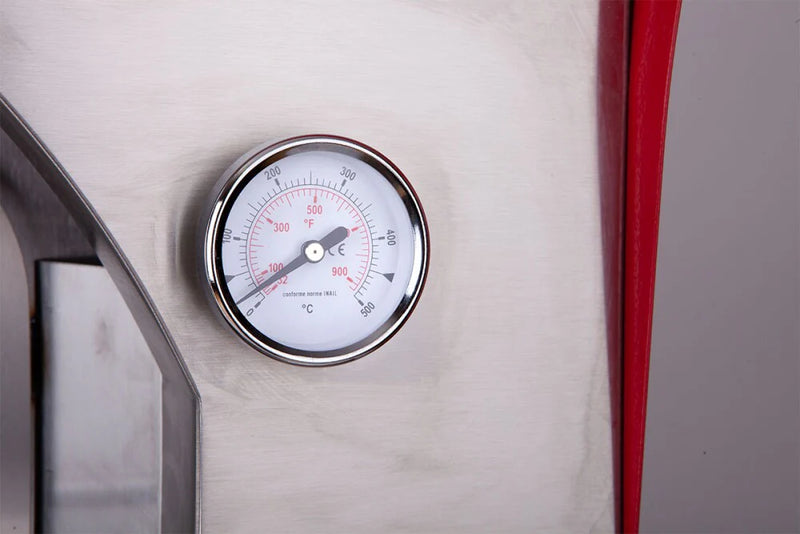 Rossofuoco CAMPAGNOLO Outdoor wood-fired oven with direct combustion - stainless steel/red with Cart 32"