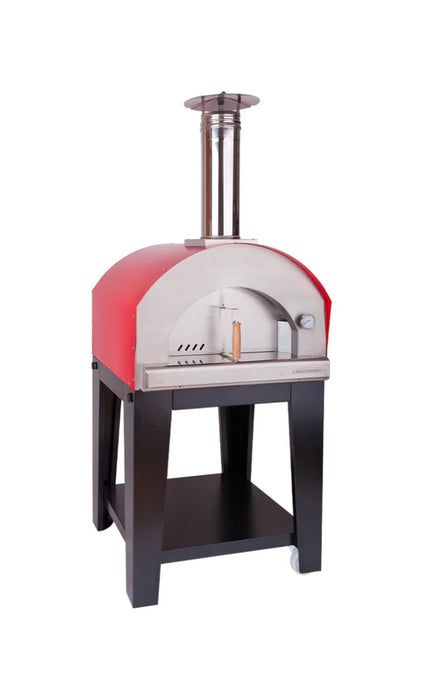 Rossofuoco CAMPAGNOLO Outdoor wood-fired oven with direct combustion - stainless steel/red with Cart 32"