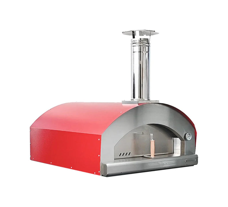 Rossofuoco PIÙTRECENTO Outdoor wood-fired oven with direct combustion - Red/stainless 40"