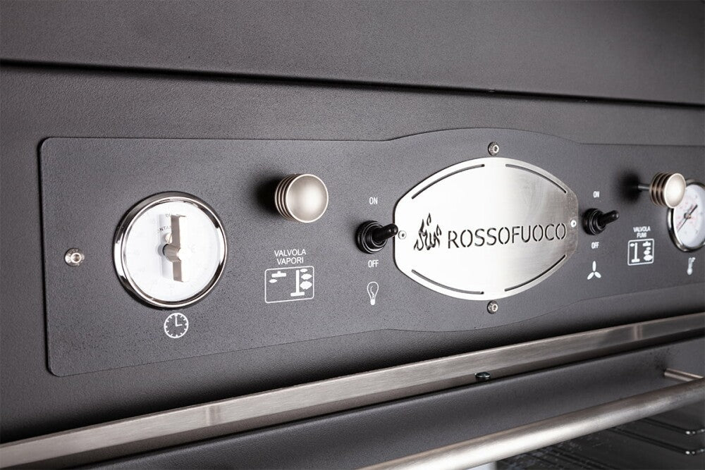 Rossofuoco SEDICINONI BLACK Outdoor wood-fired oven with separate combustion - black/stainless steel with Falo