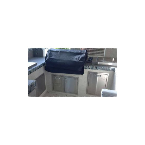 EZ Finish Systems 6 Ft Ready-To-Finish Grill Island w/ Summerset Alturi 36-Inch Grill, Double Door, & Refrigerator - Right