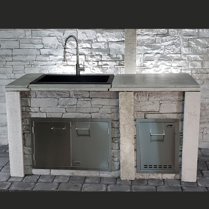 Stone Kitchen Sink Unit + Trash Drawer