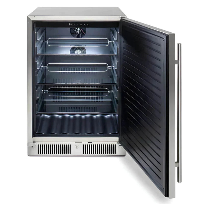 EZ Finish Systems 8 Ft Ready-To-Finish Grill Island with Blaze Premium LTE 32-Inch Grill, Refrigerator, Double Door, and Trash Drawer