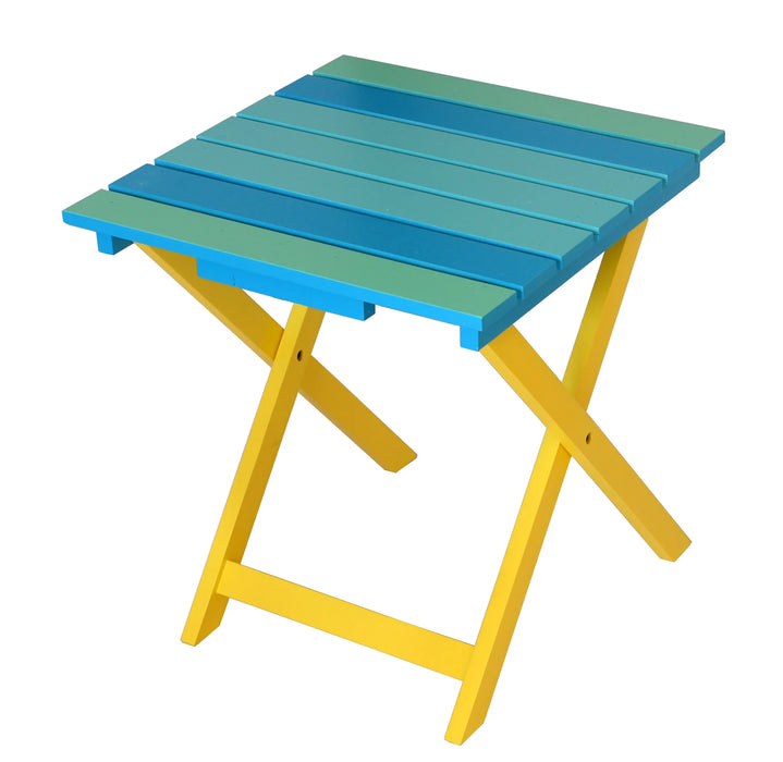 Tropical Beach Extra-Wide Solid Cedar Adirondack Chair with Built-In Bottle Opener and Matching Folding Table