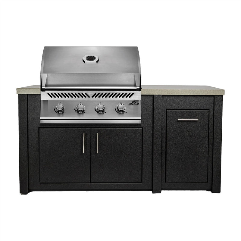 Napoleon 32" Built-in 500 Series Gas Grill 71" Outdoor Kitchen Island, Champagne / Silver Mist