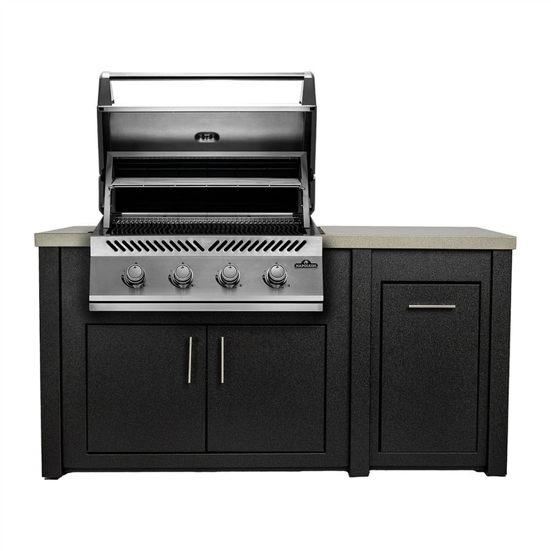 Napoleon 32" Built-in 500 Series Gas Grill 71" Outdoor Kitchen Island, Champagne / Silver Mist